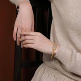 Vintage Hetian Jade Bamboo Leaf Bracelet Silver Jewelry