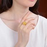 Ancient Hetian Chalcedony Square Ring for Women Adjustable Wedding Jewelry
