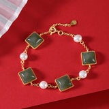 Ancient Craft Silver Inlaid Hetian Chalcedony Necklace Charm
