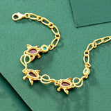 Vintage Silver Inlaid Red Tourmaline Turquoise Bracelet