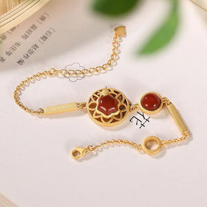 Handcrafted Southern Red Tourmaline Flower Bracelet for Women