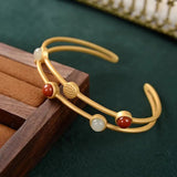 Ancient Craftsmanship Red Tourmaline Chalcedony Double Bracelet