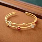 Ancient Craftsmanship Red Tourmaline Hetian Chalcedony Bracelet