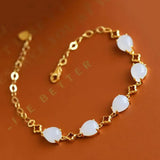 Vintage Water Drop Jade Bracelet Silver Jewelry