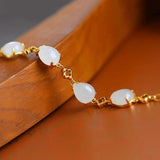 Vintage Water Drop Jade Bracelet Silver Jewelry