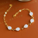 Inlaid Hetian Jade Water Drop Bracelet Retro Silver Jewelry