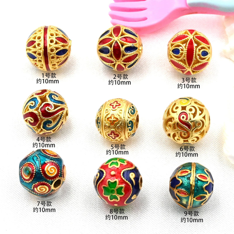 Enamel Bake Dripping Oil Round Bead Bucket Bead