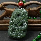 Men's Zodiac Dragon Pendant Necklace Jade Pei Jewelry