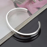 925 Silver Smooth Bangle Men Women Party Jewelry