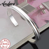925 Silver Smooth Bangle Men Women Party Jewelry