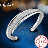925 Silver Bead Open Cuff Bracelet Bangle18K Plated Gift