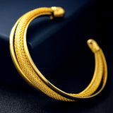 925 Silver Bead Open Cuff Bracelet Bangle18K Plated Gift