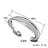 925 Silver Bead Open Cuff Bracelet Bangle18K Plated Gift