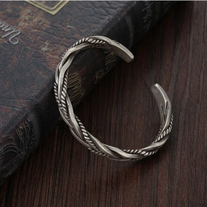 925 Silver Bangle Retro Woven Men's Gift