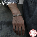 925 Silver Bangle Retro Woven Men's Gift