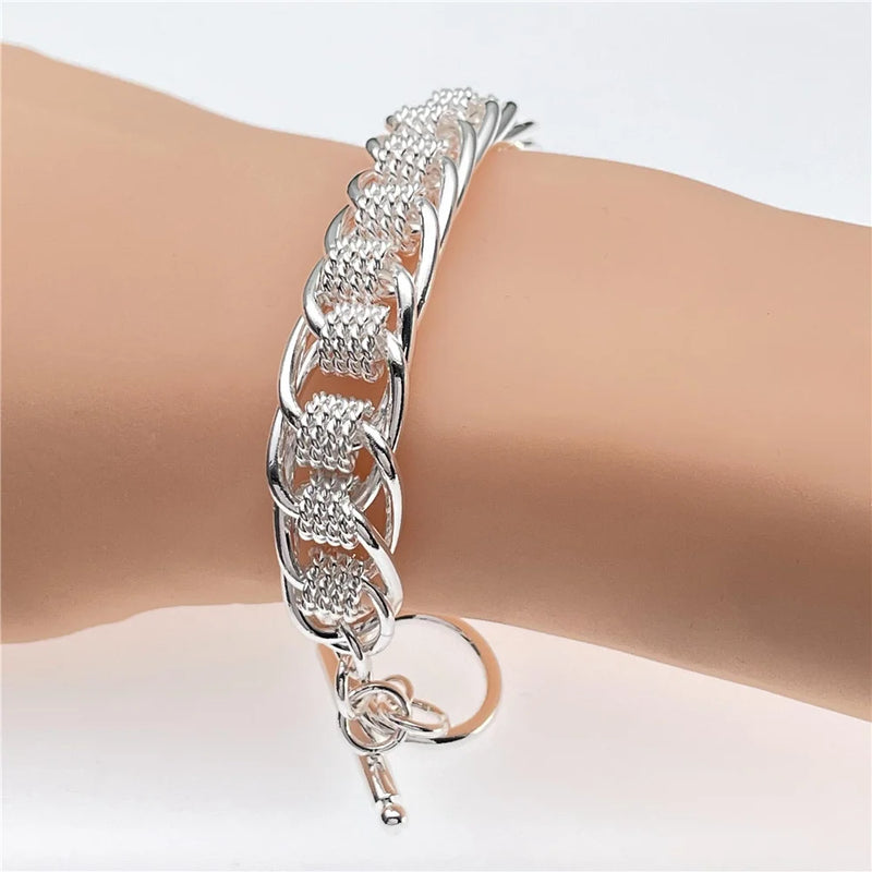 925 Silver Round Mesh Bracelet for Women
