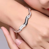 925 Silver Bracelets Frosted Wavy Bracelets Women's Jewelry Gift