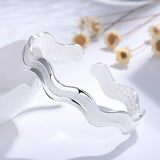 925 Silver Bracelets Frosted Wavy Bracelets Women's Jewelry Gift