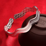 925 Silver Bracelets Frosted Wavy Bracelets Women's Jewelry Gift