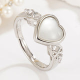 925 Silver Love Shape Necklace Ring Ear Stud Set Women Charming Gift