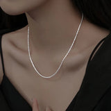 S925 Sparkling Collarbone Silver Necklace 2mm