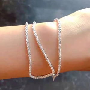 S925 Sparkling Collarbone Silver Necklace 2mm