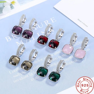 Andara Occident Crystal Square Sterling Silver Earrings