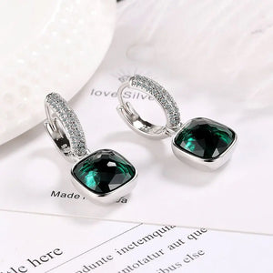 Andara Occident Crystal Square Sterling Silver Earrings