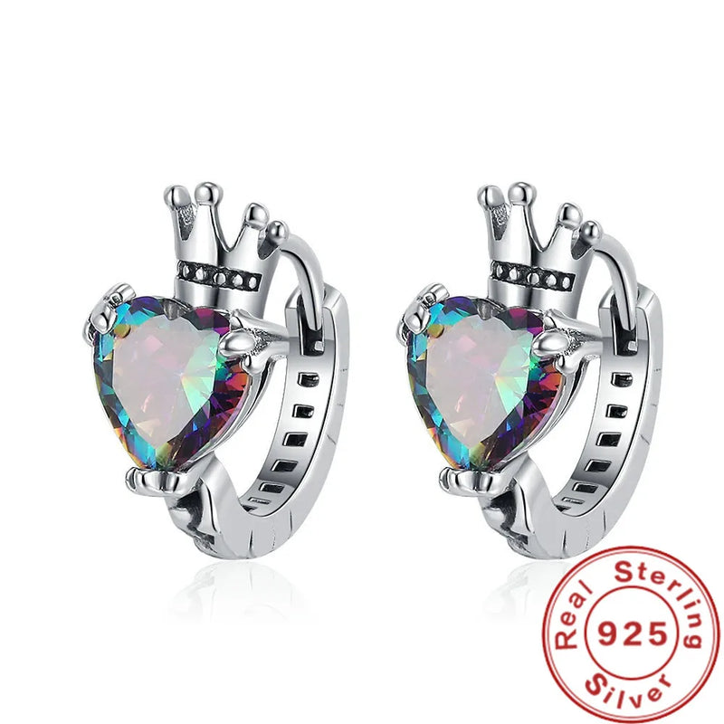 S925 Crown Zircon Love Ear Buckle Women Earrings