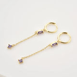 925 Silver Chain Circle Drop Earring Women Wedding Jewelry