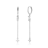 925 Silver Chain Circle Drop Earring Women Wedding Jewelry