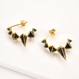 925 Silver Enamel Zircon Spike Hoops Piercing Earrings Women CZ Jewelry