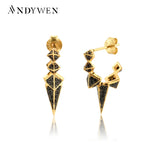 925 Silver Enamel Zircon Spike Hoops Piercing Earrings Women CZ Jewelry