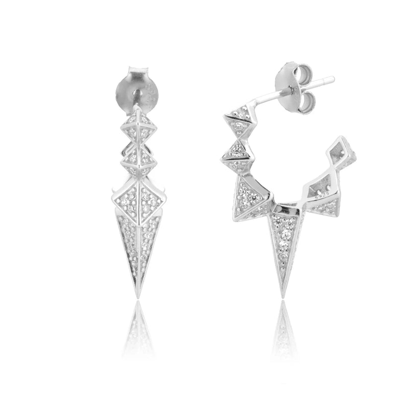 925 Silver Enamel Zircon Spike Hoops Piercing Earrings Women CZ Jewelry
