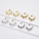 925 Silver Clear Zircon Long Spike Hoops Women Rock Punk Crystal Jewelry