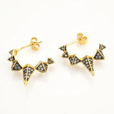 925 Silver Long Spike Enamel Zircon Hoops Circle Earring