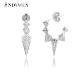 925 Silver Long Spike Enamel Zircon Hoops Circle Earring