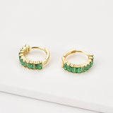 925 Silver Rainbow Hoop Earrings CZ Pave Pendiente Ohrringe