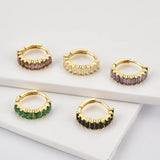 925 Silver Rainbow Hoop Earrings CZ Pave Pendiente Ohrringe