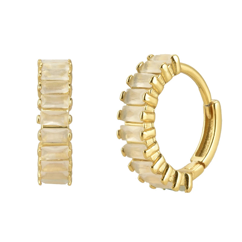 925 Silver Rainbow Hoop Earrings CZ Pave Pendiente Ohrringe