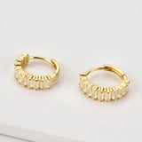 925 Silver Rainbow Hoop Earrings CZ Pave Pendiente Ohrringe