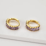 925 Silver Rainbow Hoop Earrings CZ Pave Pendiente Ohrringe