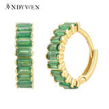 925 Silver Rainbow Hoop Earrings CZ Pave Pendiente Ohrringe
