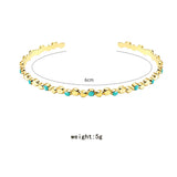Aneebayh 5 Colors Enamel Bangle Bracelet 14K Plated Stainless Steel Metal Beads