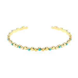 Aneebayh 5 Colors Enamel Bangle Bracelet 14K Plated Stainless Steel Metal Beads