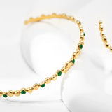 Aneebayh 5 Colors Enamel Bangle Bracelet 14K Plated Stainless Steel Metal Beads