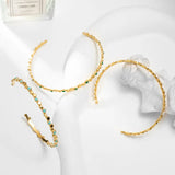 Aneebayh 5 Colors Enamel Bangle Bracelet 14K Plated Stainless Steel Metal Beads