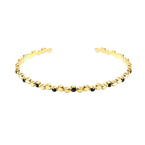 Aneebayh 5 Colors Enamel Bangle Bracelet 14K Plated Stainless Steel Metal Beads