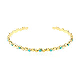 Aneebayh 5 Colors Enamel Bangle Bracelet 14K Plated Stainless Steel Metal Beads