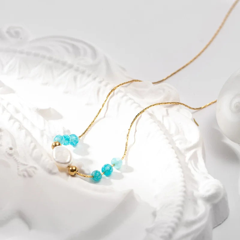 Colorful Natural Stone Beads Pearl Necklace for Women